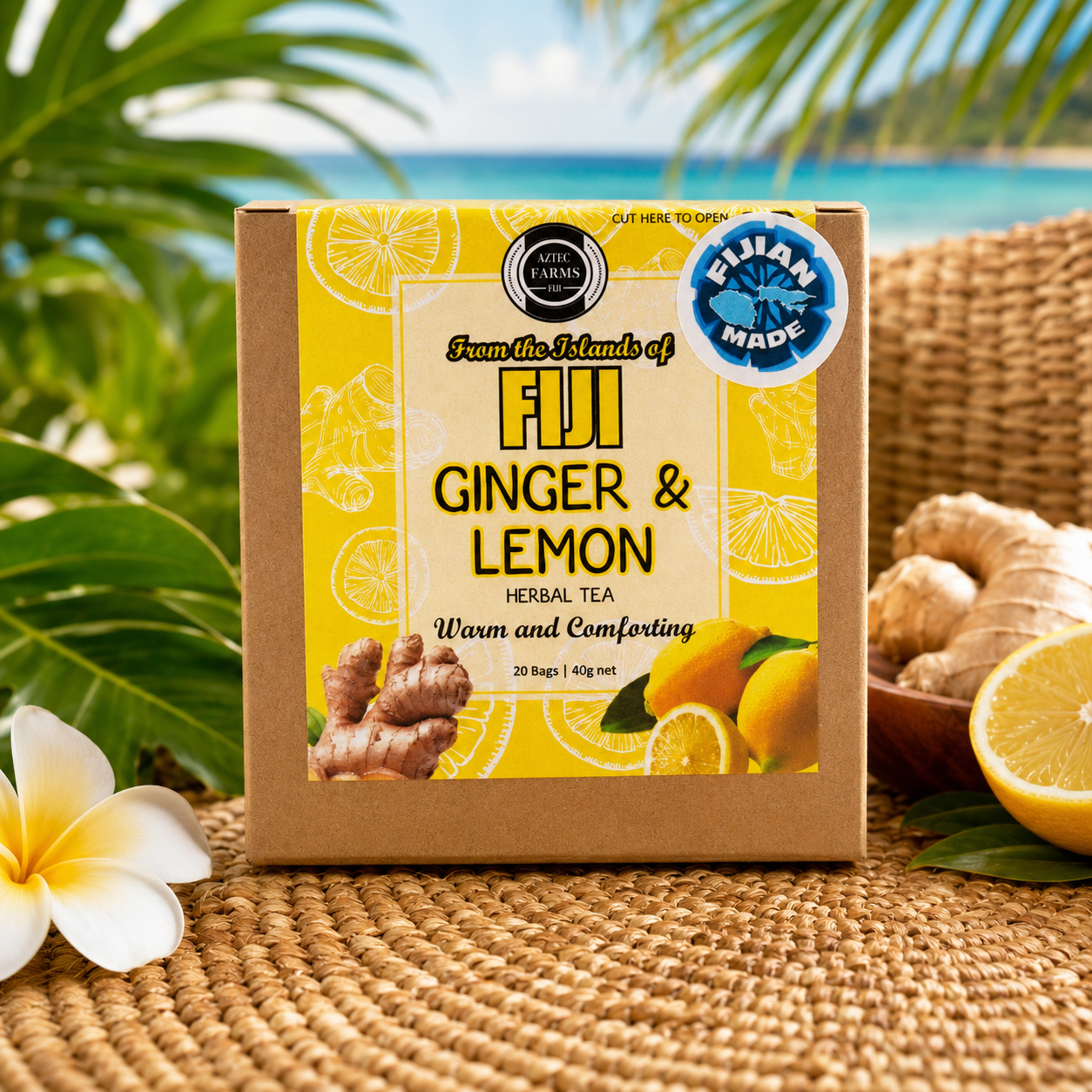 Ginger and lemon herbal tea box