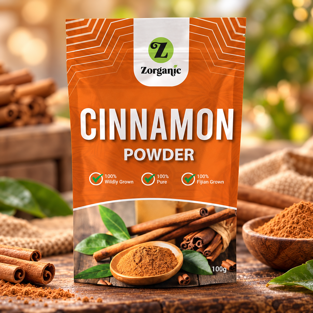 Zorganic cinnamon, ginger and turmeric jars
