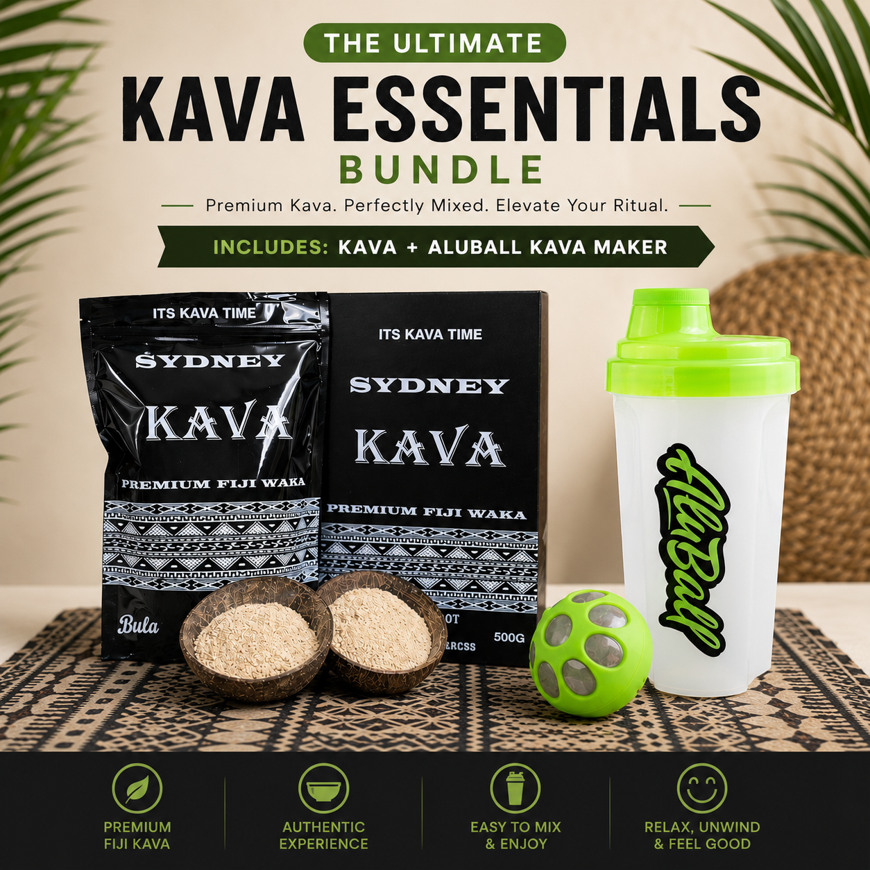 Kava essentials bundle with AluBall kava maker